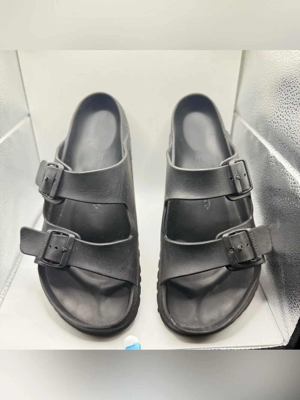Birkenstock Black Two-Strap EVA Slide Sandals